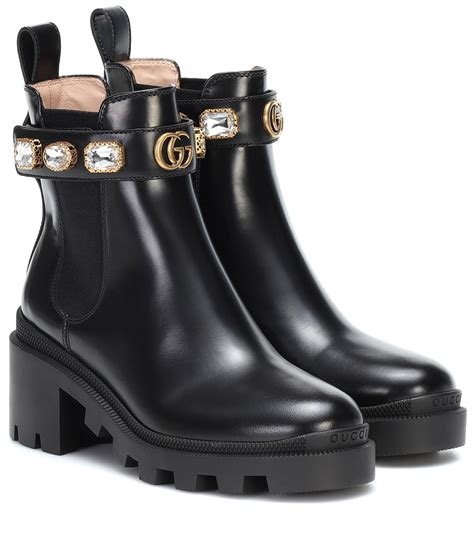 gucci leather ankle boots|gucci embellished leather ankle boots.